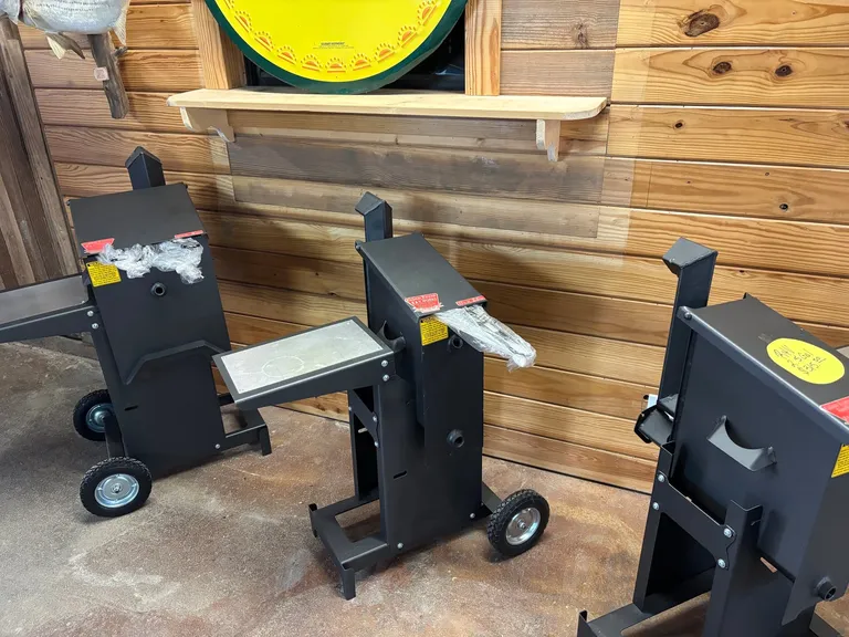Stock pots and outdoor fish fryers for sale inside Red Barn