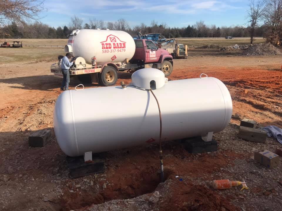 Propane tank installed at a local property