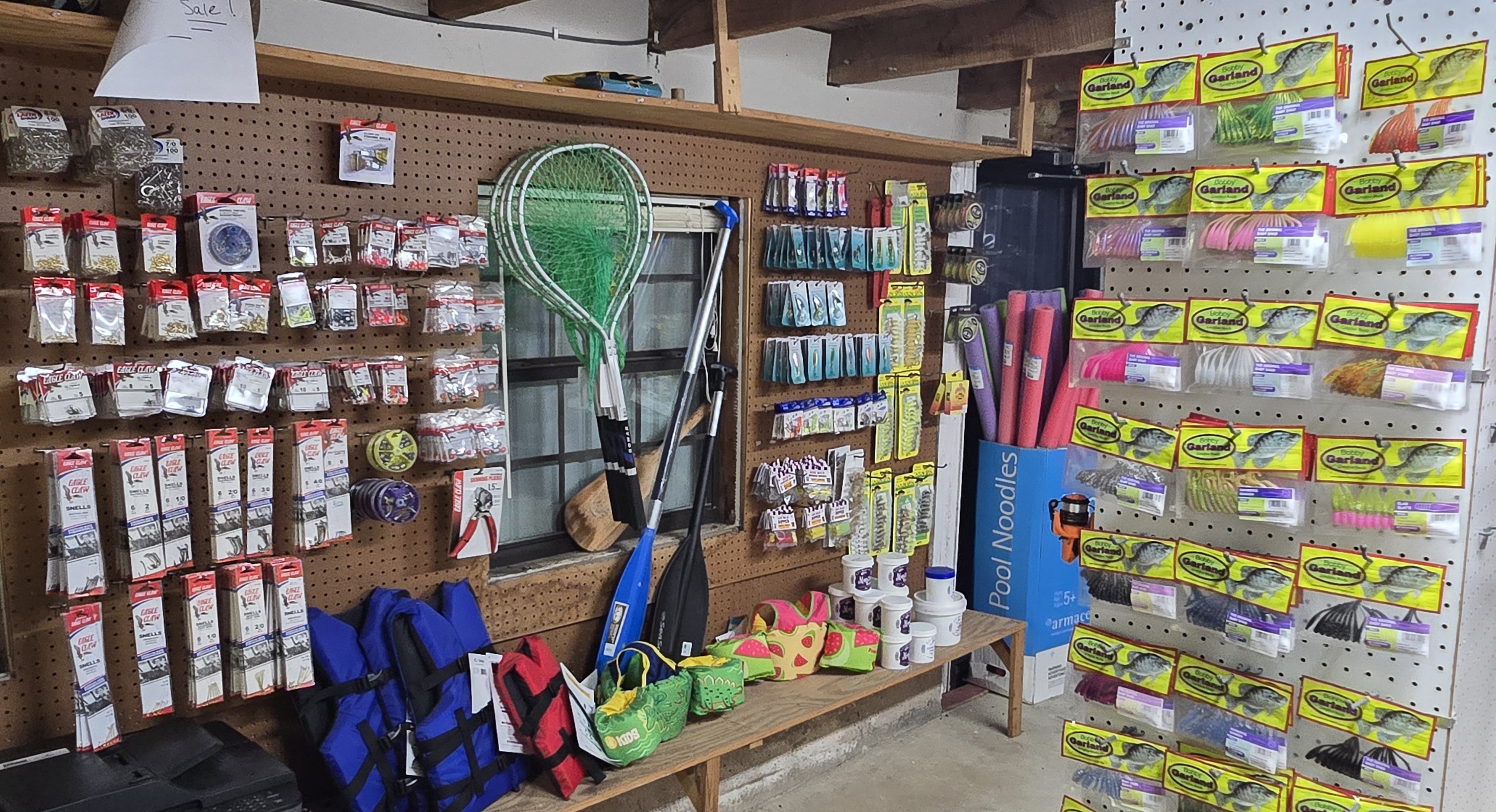 Fishing tackle, soft-plastic baits, hooks, rigs, and nets available at Red Barn